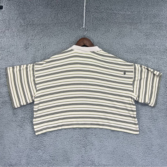 Volcom Golf Polo Shirt Cropped Yellow Striped Women Size Medium (8) - Picture 2 of 7